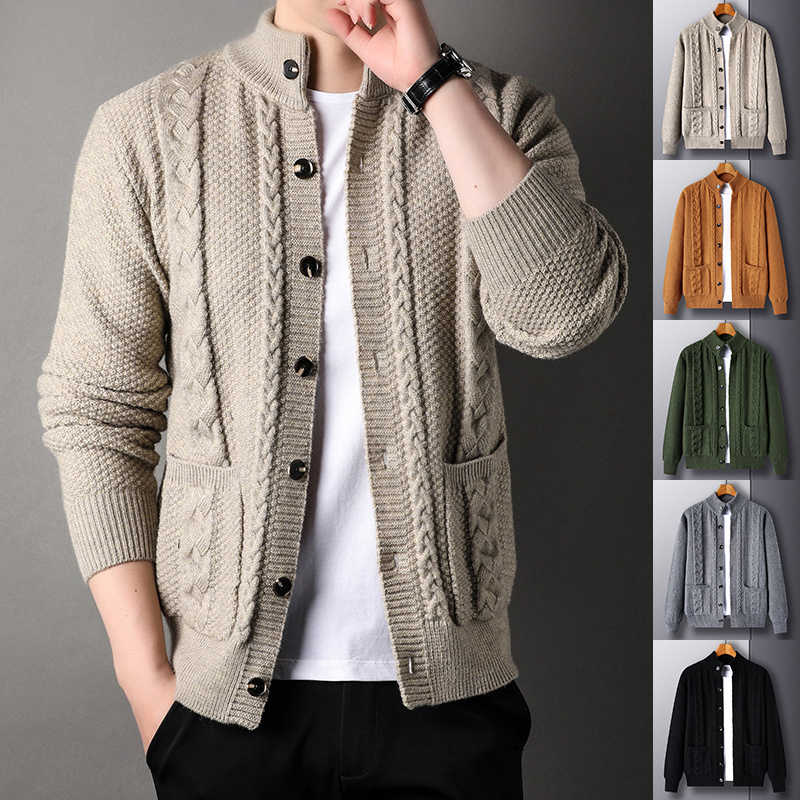 Men’s Single-Breasted Jacquard Cardigan