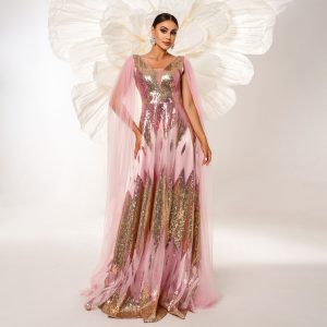 Mesh Long Sleeve Evening Dress for Women