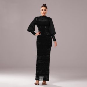 Elegant Long Sleeve Evening Dress