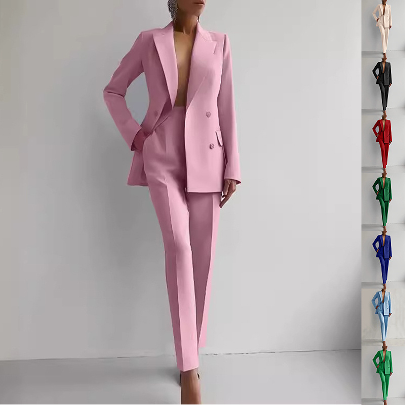 Women’s Casual Suits | Long Sleeve Single-Breasted Jacket & Slim Fit Trousers