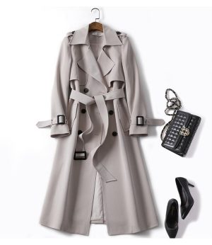 Women's Double-Breasted Mid-Length Trench Coat