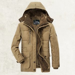 Men's Thickened Multi-Pocket Hooded Cotton Coat