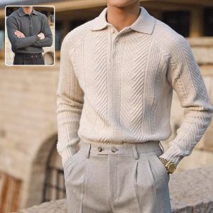 Men's Lapel Knitted Sweater