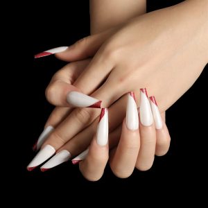 Rose Gold French Fake Nails