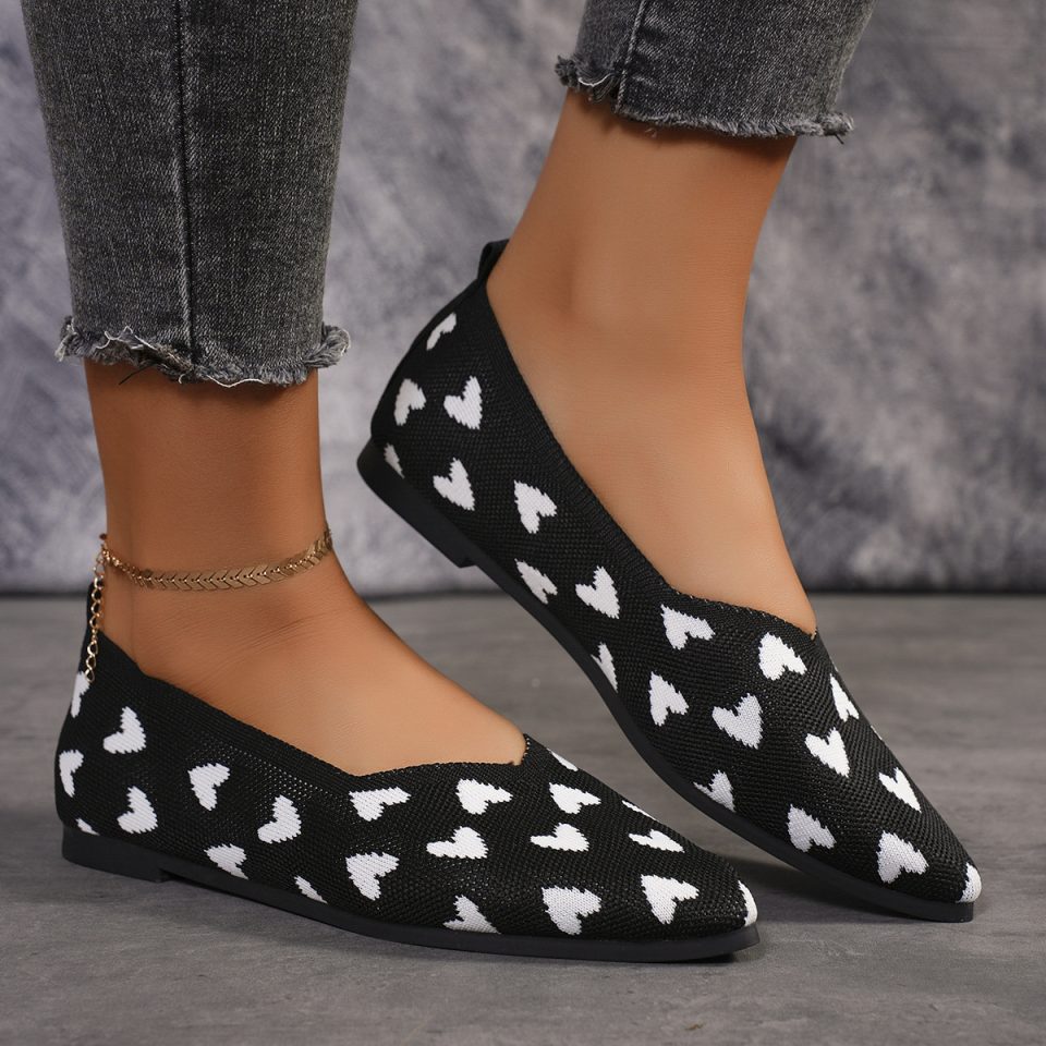 Women's Slip-On Flats - Soft Knit Comfortable Walking Shoes