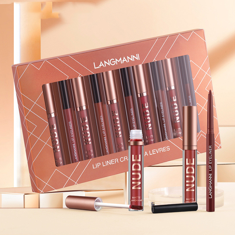 Matte Lipstick & Liner Set - Long Lasting Waterproof Makeup