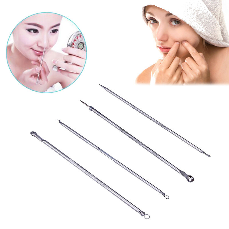 4-Piece Stainless Steel Acne Needle – Blackhead & Pimple Remover